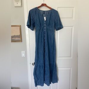 NWT Gap Flutter-Sleeve Tiered Maxi Dress
